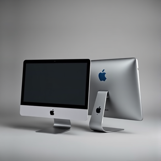 Create a high-resolution image of two modern iMac computers, one facing forward and the other in a slight profile, using a Canon EOS 5D Mark IV, 50mm lens, f/2.8 aperture, ISO 100, soft studio lighting, and a neutral gray background for enhanced contrast and clarity.