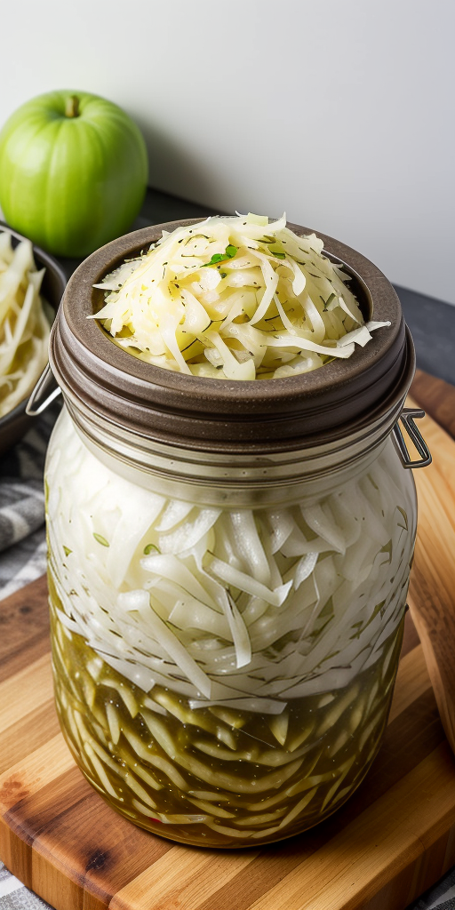 homemade sauerkraut in a crock