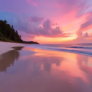 pink beach sunset