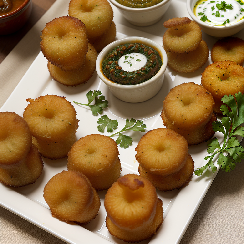 deep fried appetizer served with chutney