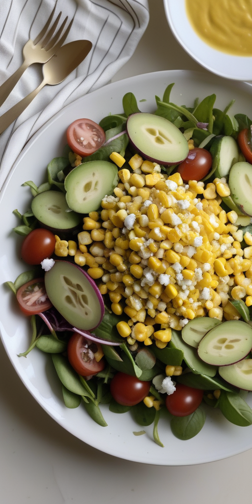 golden girl salad with sweet corn vinaigrette