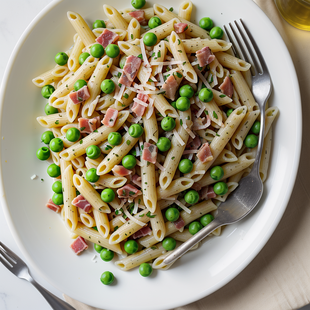 pasta and peas with pancetta