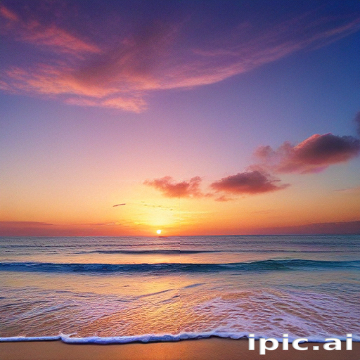 Serene Sunset Over Tranquil Ocean Waves with Colorful Skies Above