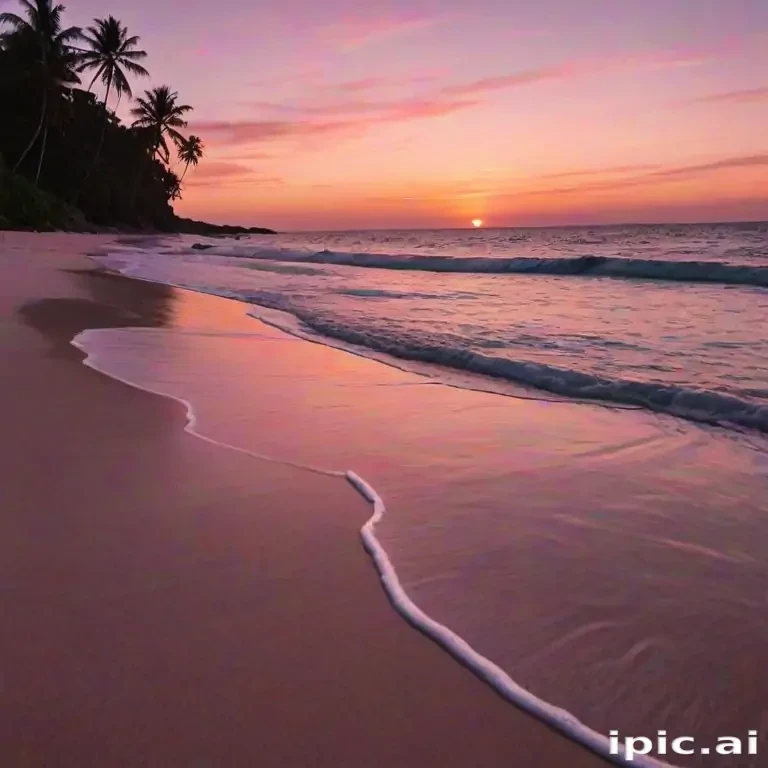 pink beach sunset