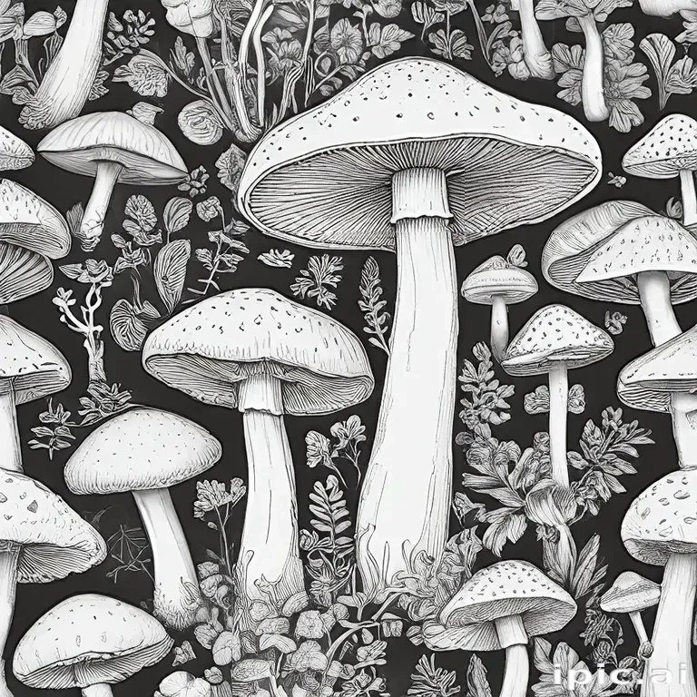 mushroom line art