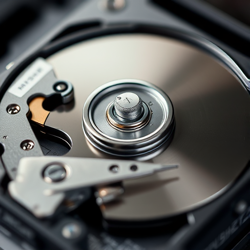 create a highly detailed image of an open hard drive with internal components visible, shot in macro mode at f/2.8 aperture, 1/200 sec shutter speed, ISO 100, using a DSLR camera with a shallow depth of field to enhance clarity and focus on metallic surfaces