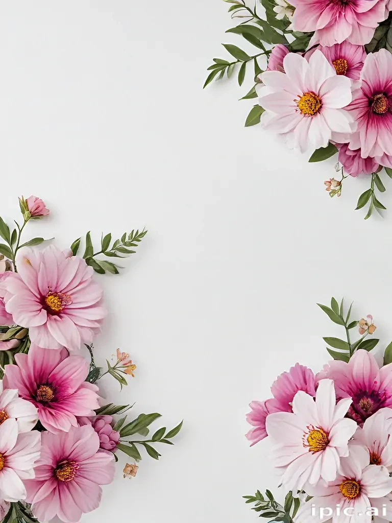 white background with flowers
