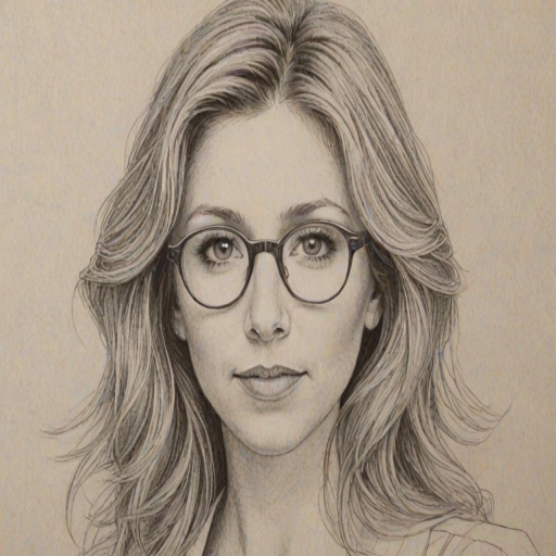 Dazzling Sarah Chalke, pencil sketch, portrait of Charming woman 1978s in glasses, hair style beatnik, outline, clear lines, fine lines, 8k