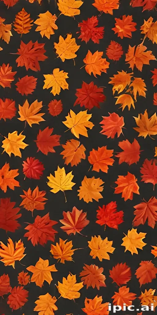 Autumn Leaves in Vibrant Shades of Orange and Red Against Dark Background