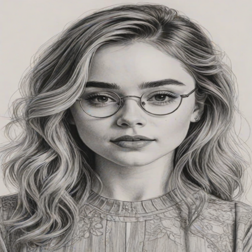 Enticing Sabrina Carpenter, pencil sketch, portrait of Stunning woman 1924s in glasses, hair style beatnik, outline, clear lines, fine lines, 8k