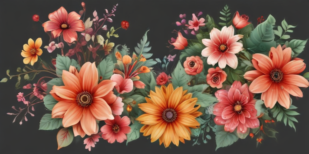 Vibrant Floral Arrangement Featuring Various Colorful Flowers and Lush ...