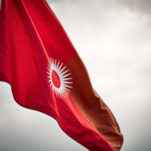 Capture a high-resolution image of a Tajikistan flag waving gently in the breeze, using a DSLR camera with a 50mm lens, aperture set to f/8, shutter speed 1/125s, ISO 100, taken from a slight low angle to emphasize the texture and colors of the fabric.