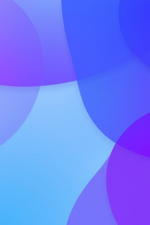Create a vibrant gradient background with overlapping geometric shapes in shades of blue and purple, shot with a DSLR camera at f/5.6 aperture, ISO 100, 1/60 sec shutter speed, in a top-down view with a soft focus style.
