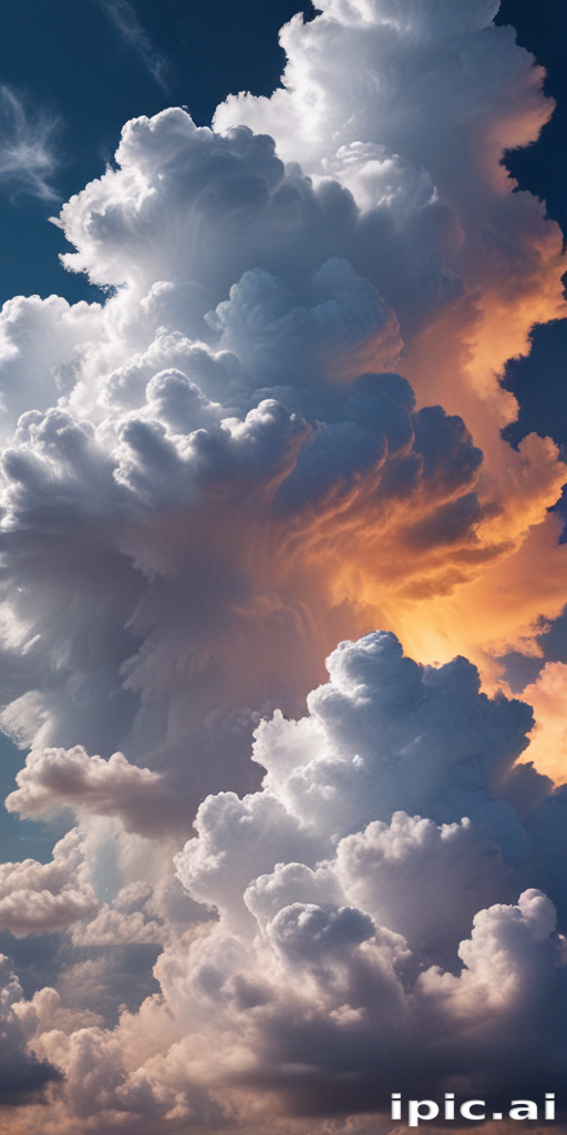 Majestic Towering Clouds Illuminated by the Warm Glow of Sunset