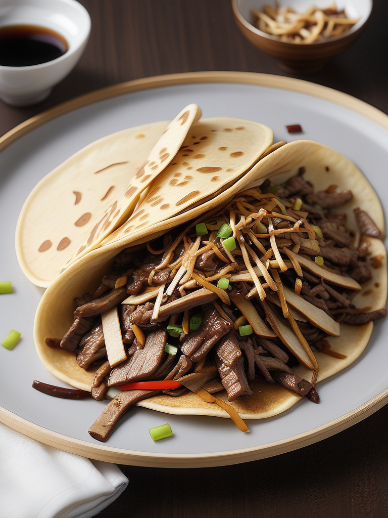 moo shu beef with pancakes