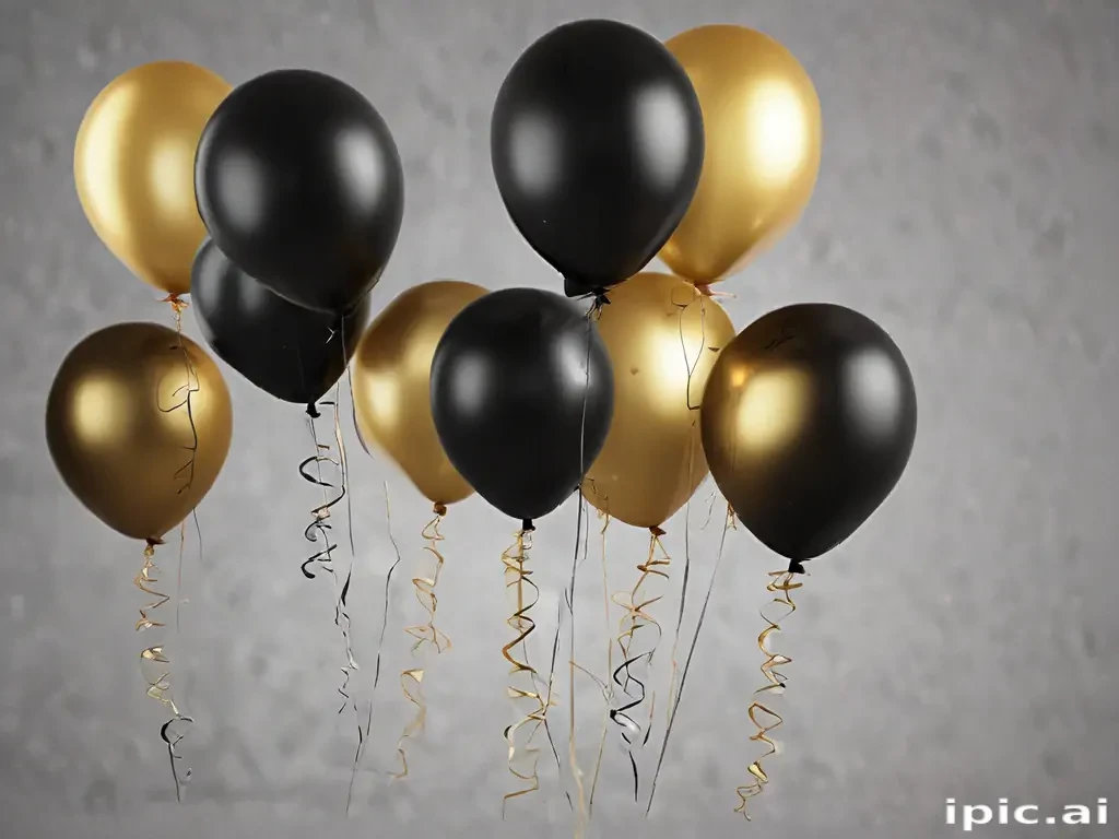 black and gold balloons png