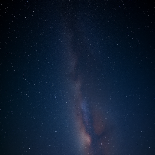 Astrophotography of the Milky Way galaxy in a clear night sky, using a DSLR camera with a 24mm lens, f/2.8 aperture, 20-second exposure, ISO 3200, taken from a high vantage point with minimal light pollution, captured in landscape orientation to emphasize the vastness of the cosmos.