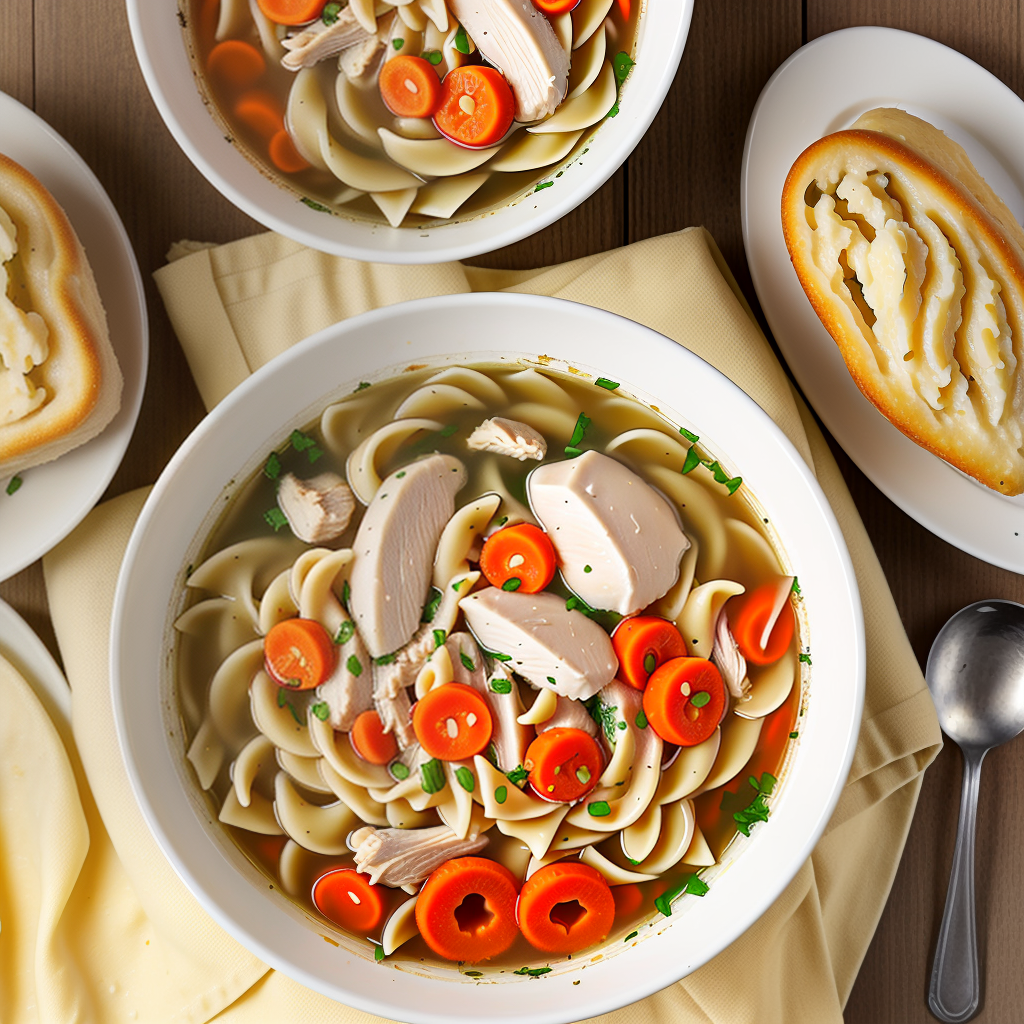 chicken noodle soup over mashed potatoes