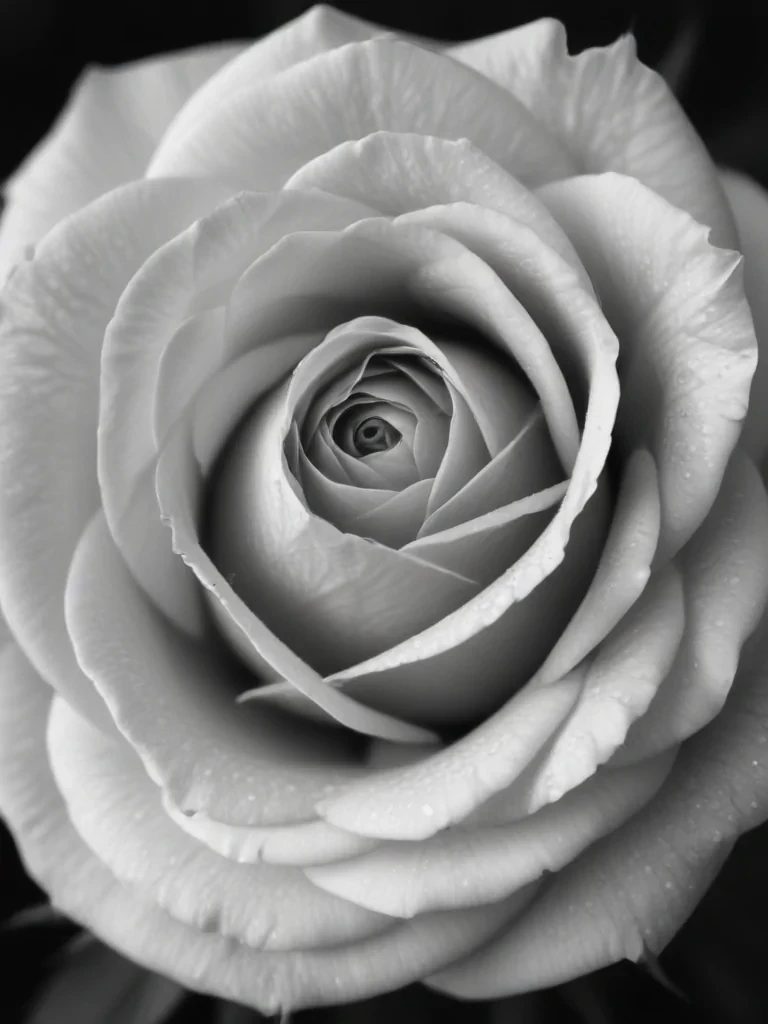 Close-Up of a Beautiful Black and White Rose with Delicate Petals