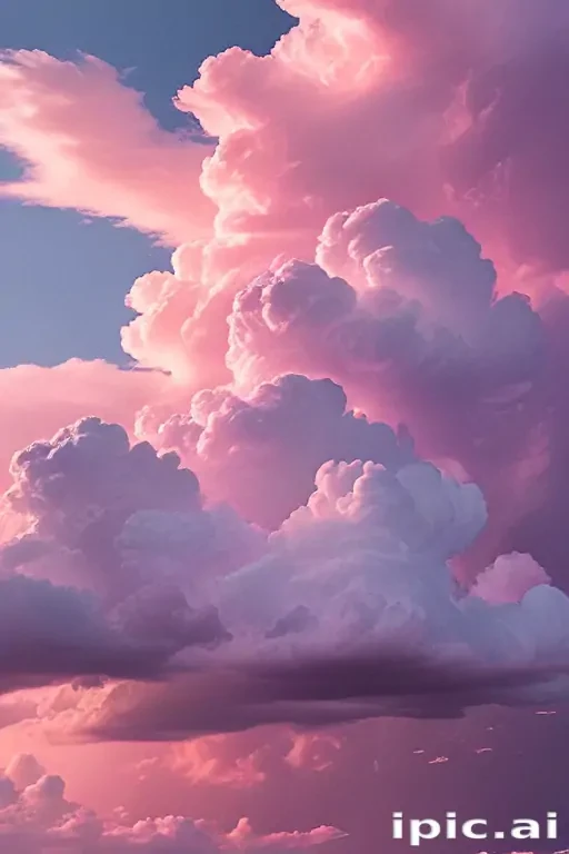 Majestic Pink and Purple Clouds Illuminated by a Soft Sunset Glow