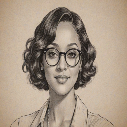 Stunning Tamara Mowry, pencil sketch, portrait of Sublime woman 1931s in glasses, hair style beatnik, outline, clear lines, fine lines, 8k