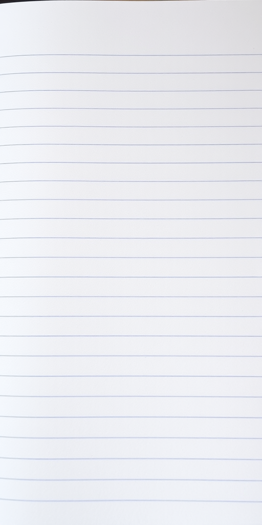 A clean white lined paper notebook page with a subtle texture, photographed in natural light using a DSLR camera, 50mm lens, aperture f/2.8, ISO 100, with a shallow depth of field to softly blur the background while keeping the page crisp and clear.