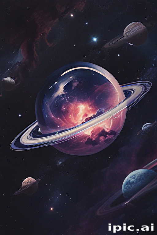 Stunning Cosmic Scene Featuring Vibrant Planets and a Ringed Gas Giant