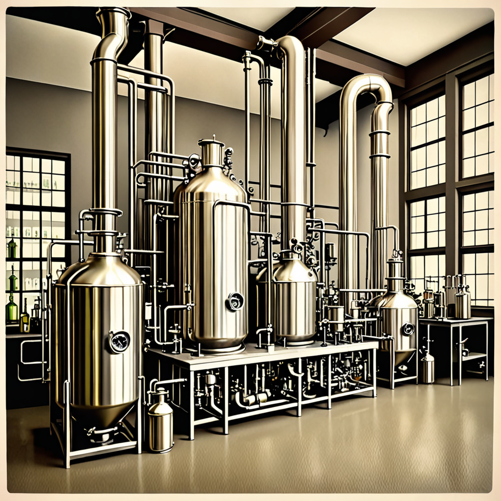 art deco Chemistry Laboratory and industrial Alcohol production