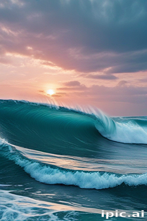 Majestic Ocean Waves Capturing the Beauty of a Vibrant Sunrise