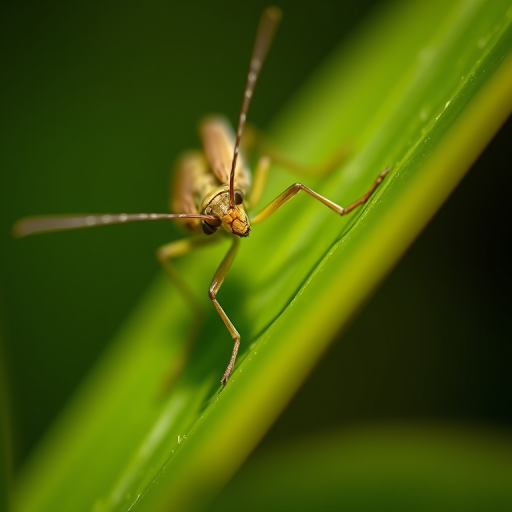 Close-up macro shot of a leaf insect on a leaf, shallow depth of field, natural lighting, ISO 100, f/2.8, 1/250s, 100mm macro lens, Canon EOS 5D Mark IV.