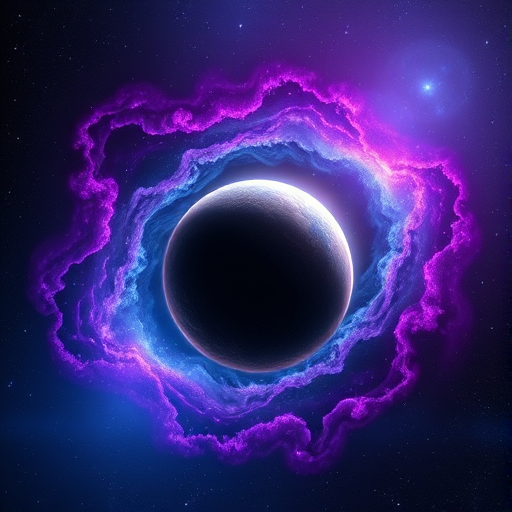 Create a high-resolution cosmic scene featuring a planet in deep space with vibrant purple and blue nebulae swirling around, using a DSLR camera with a 24mm lens at f/2.8, ISO 200, and a shutter speed of 1/60s to capture intricate details and enhance the image quality.