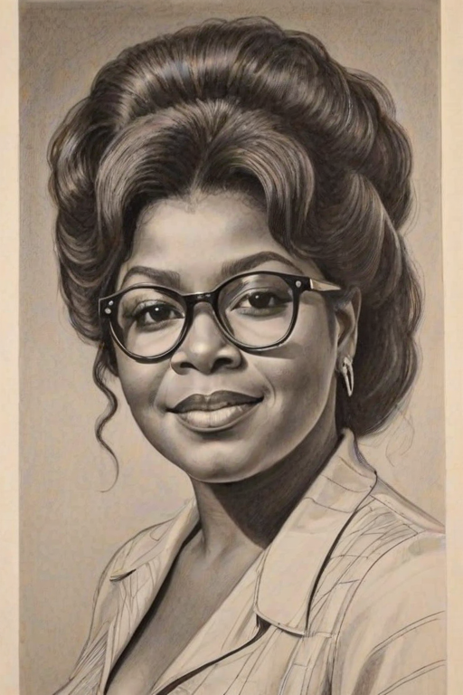 Bewitching Gloria Gaynor, pencil sketch, portrait of Pleasing woman 1941s in glasses, hair style beatnik, outline, clear lines, fine lines, 8k