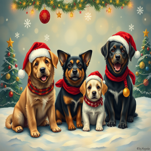 christmas dogs wallpaper