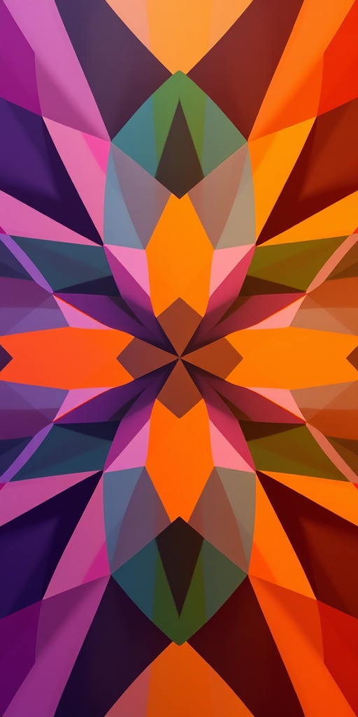 Generate a high-quality abstract geometric pattern with vibrant colors and sharp contrasts, captured with a Canon EOS 5D Mark IV, 50mm lens, f/1.8 aperture, ISO 100, in a top-down view to enhance depth and texture.