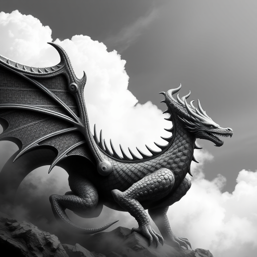 dragon black and white