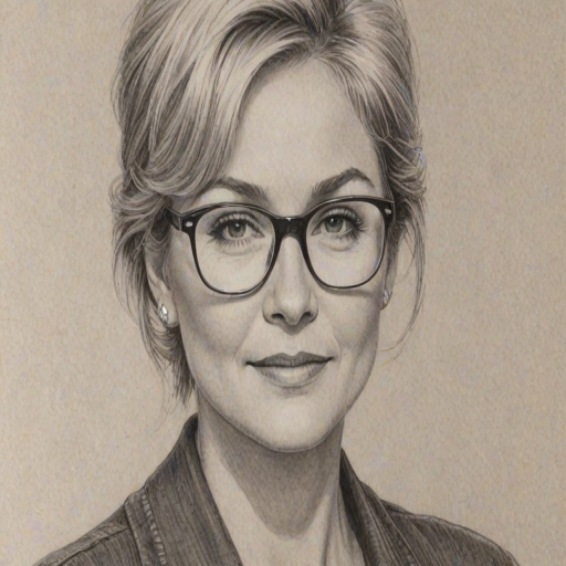 Pleasing Dee Wallace, pencil sketch, portrait of Exquisite woman 1955s in glasses, hair style beatnik, outline, clear lines, fine lines, 8k