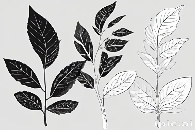 black and white leaf clip art