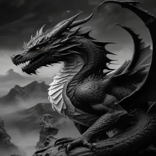 dragon black and white