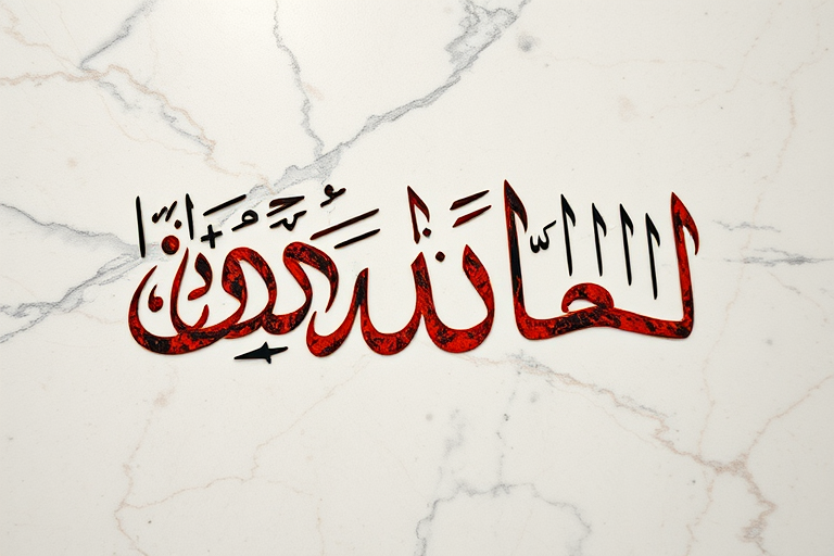 Create an artistic representation of the name Muhammad in Arabic calligraphy, using a detailed marble texture, shot with a Canon EOS R5, 50mm lens, f/1.8 aperture, 1/200 sec exposure, natural light, shallow depth of field, capturing vibrant colors and intricate details.