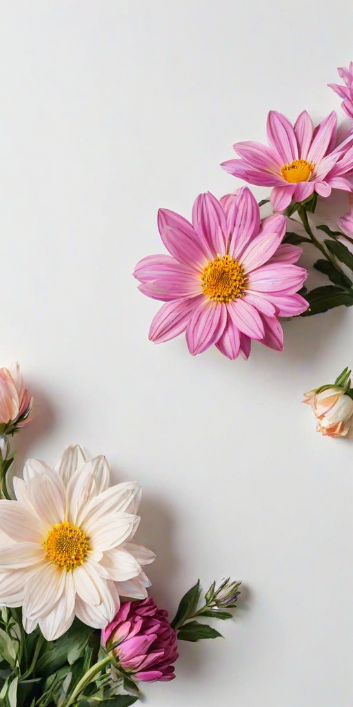 white background with flowers