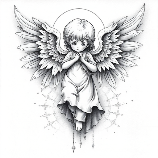 black and white angel drawings