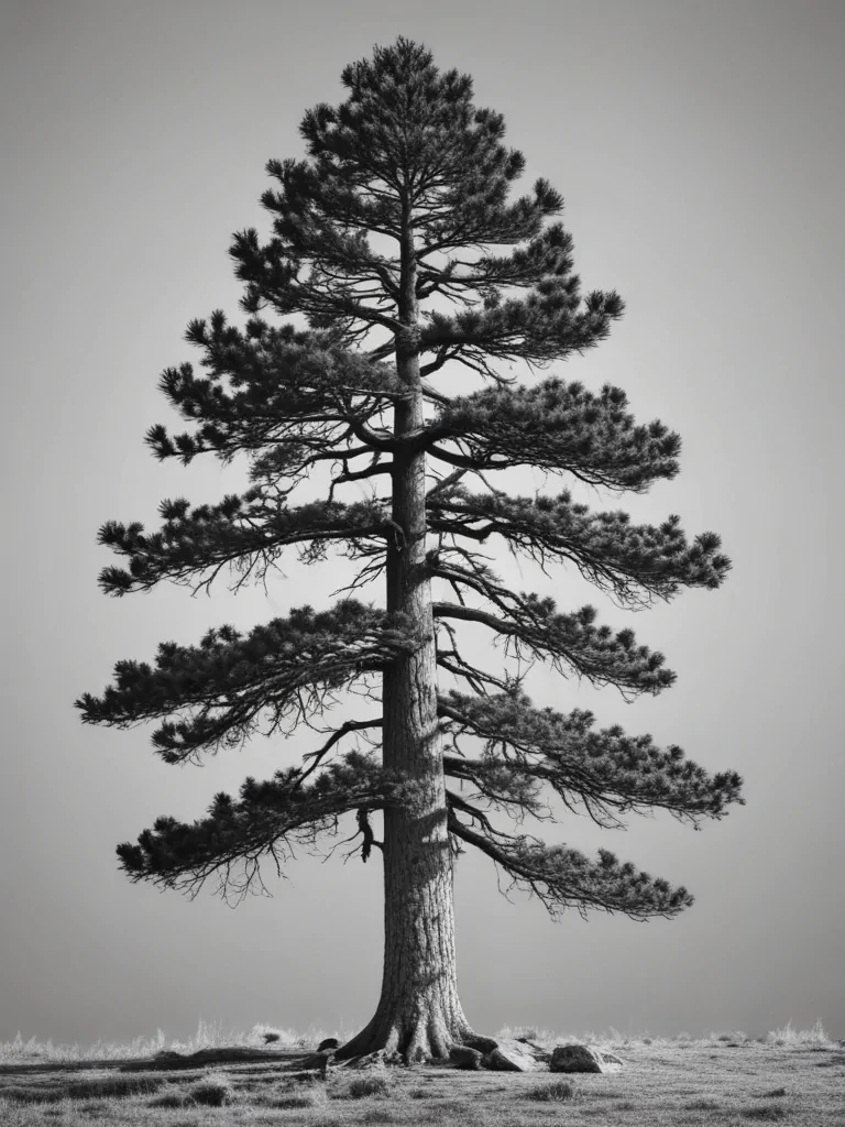 pine tree clipart black and white
