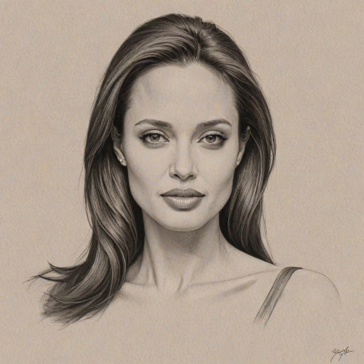 Angelina jolie minimalist. A pencil-drawn of the actress Angelina Jolie