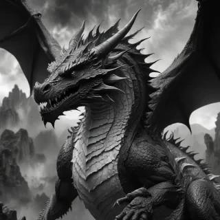 dragon black and white