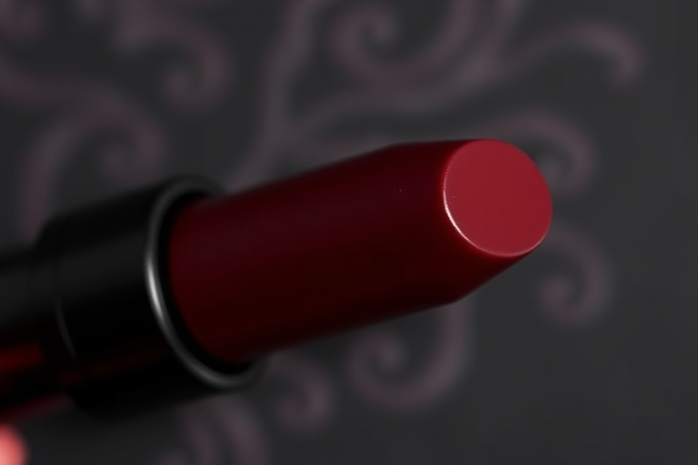 Matte burgundy lipstick "Vintage Vamp" featuring deep wine undertones and velvety texture, ideal for formal events and dramatic looks, enriched with nourishing oils