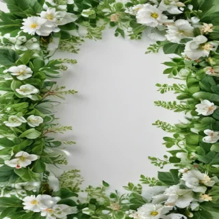 white and greenery background