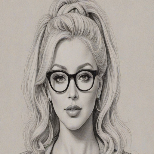 Bewitching Christina Aguilera, pencil sketch, portrait of Superb woman 1963s in glasses, hair style beatnik, outline, clear lines, fine lines, 8k