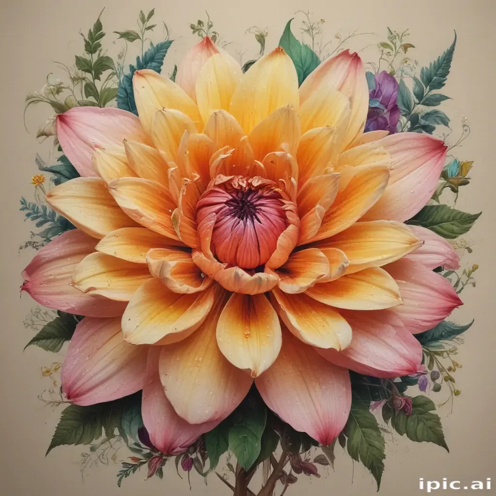 flower drawing images with colour