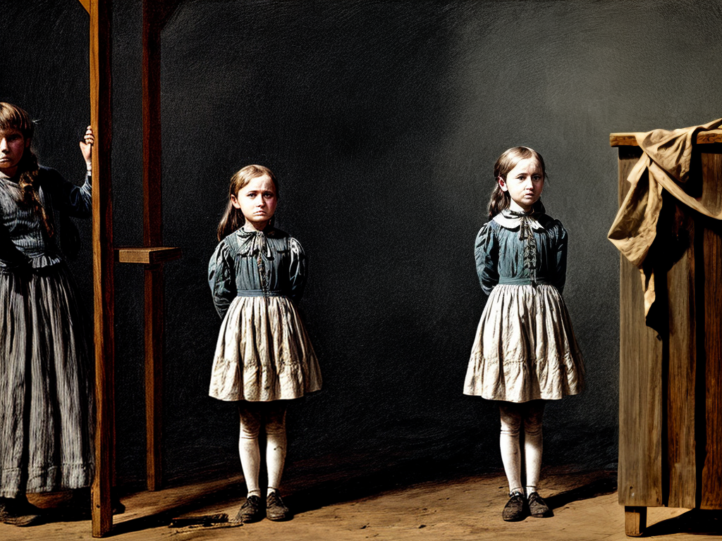 Girl on the gallows awaiting execution