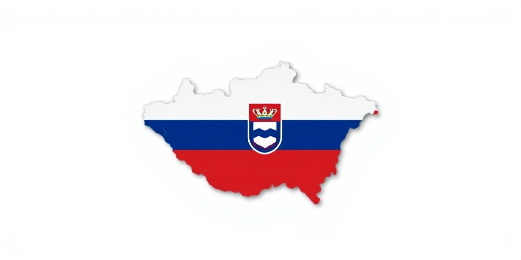 Create a high-resolution vector graphic of the map of Slovenia with the colors of the Russian flag, using a Canon EOS R5, f/8 aperture, ISO 100, 24mm focal length, shot from a top-down view, in a clean and minimalist style.